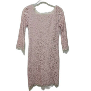 Diane Von Furstenberg Blush Lace Long Sleeve Zarita mini Dress size 6